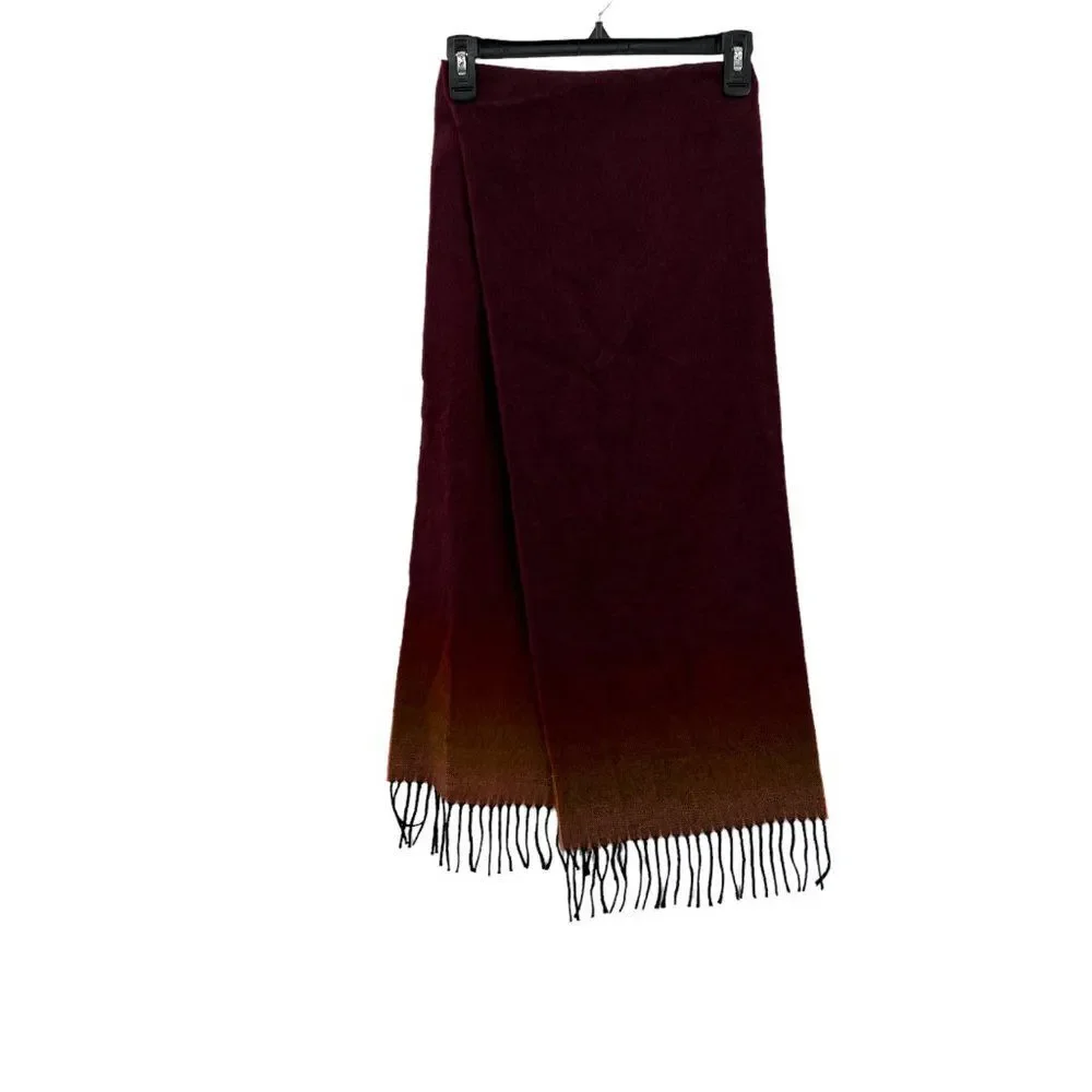 Cashmere Red/Orange Ombre Scarf Made in Scotland Scottish 100% Cashmere Unisex
